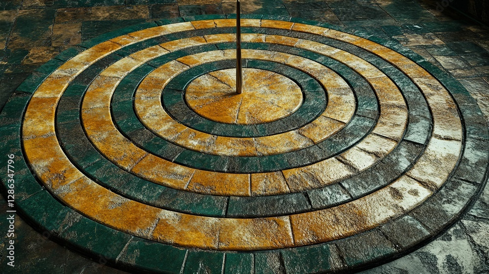 Circular Stone Pavement Design With Central Spire Circular Stone Pavement Design With Central Spire