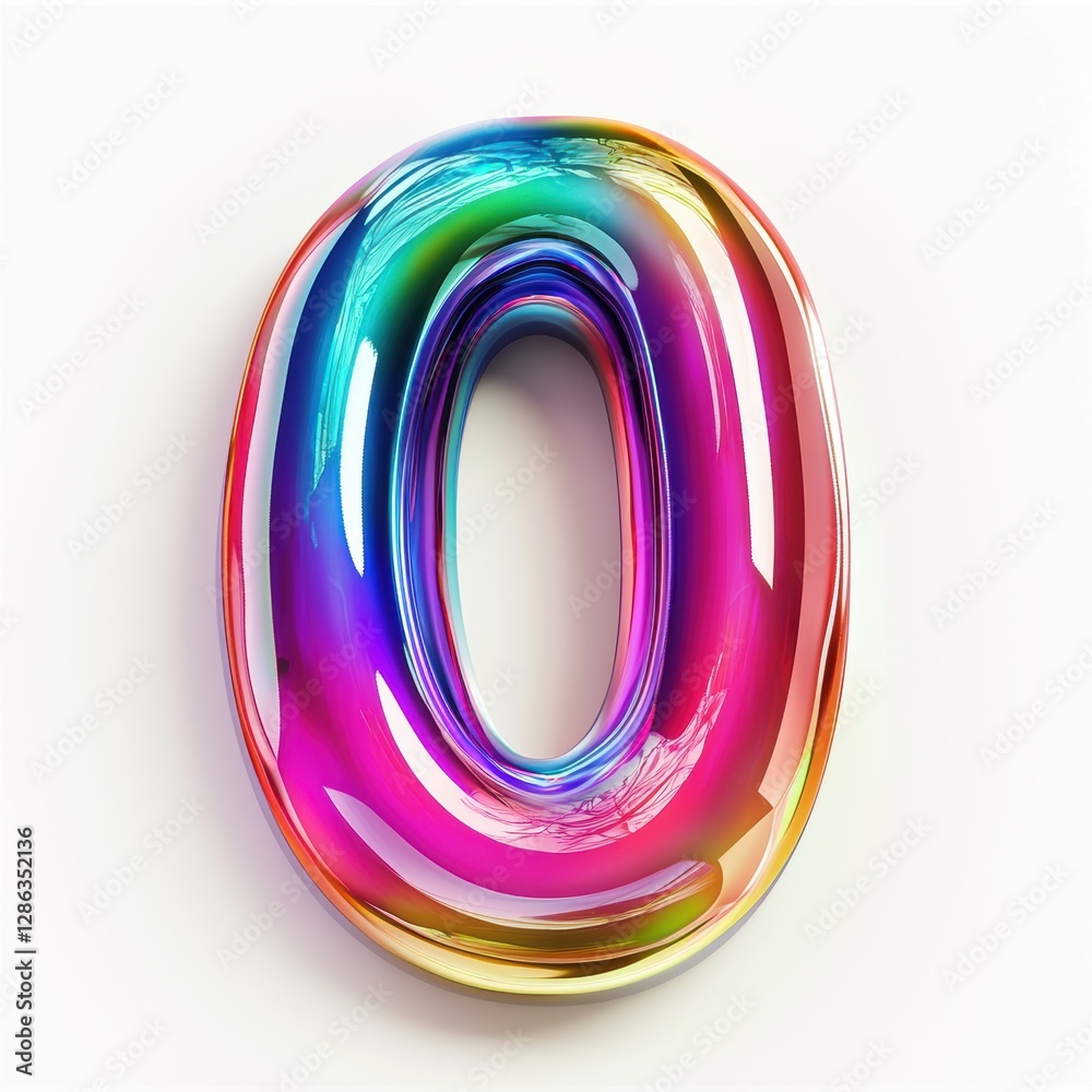 Number 0 made of vibrant rainbow gradient with smooth glossy texture and fluid color transitions isolated on a clean white background Number 0 made of vibrant rainbow gradient with smooth glossy texture and fluid color transitions isolated on a clean white background