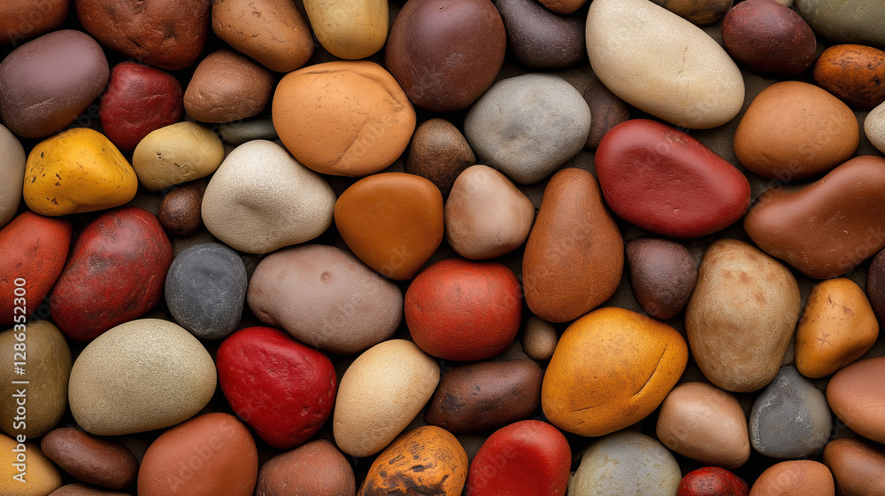 Earth's Mosaic: A captivating assortment of smooth, vibrantly colored stones forms a rich textural composition, evoking the grounding essence of nature's artistry. Earth's Mosaic: A captivating assortment of smooth, vibrantly colored stones forms a rich textural composition, evoking the grounding essence of nature's artistry.