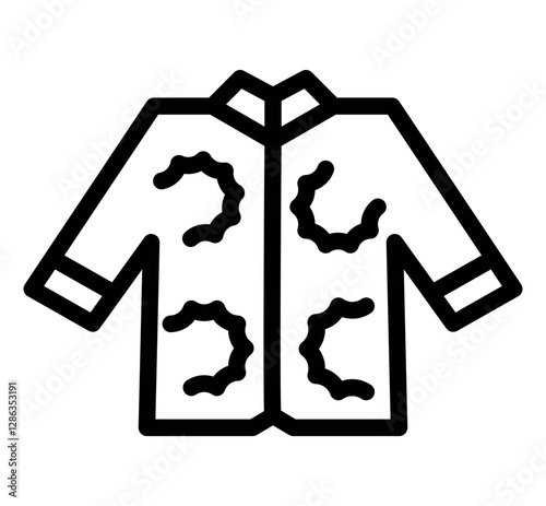 icon of a long-sleeved shirt with stains or damage, representing contaminated or soiled clothing.