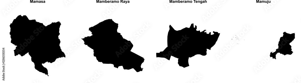 Obraz premium Mamasa, Mamberamo Raya, Mamberamo Tengah, Mamuju outline maps