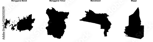 Manggarai Barat, Manggarai Timur, Manokwari, Mappi outline maps photo