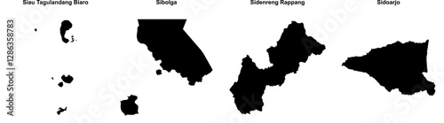 Siau Tagulandang Biaro, Sibolga, Sidenreng Rappang, Sidoarjo outline maps