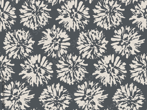 Vintage seamless floral pattern of aster flowers in retro style. Vector seamless Japanese pattern of abstract flowers.