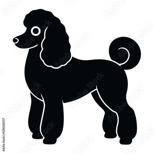 Stylish poodle dog silhouette icon with a creative design concept for logos