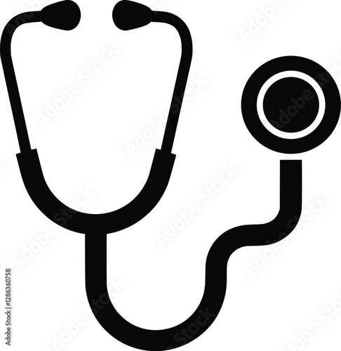 Stethoscope Silhouette Vector Illustration Medical, Healthcare, Doctor Equipment Vector Illustrations