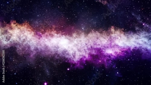 Stunning galactic cloudscape in cosmic night sky animation