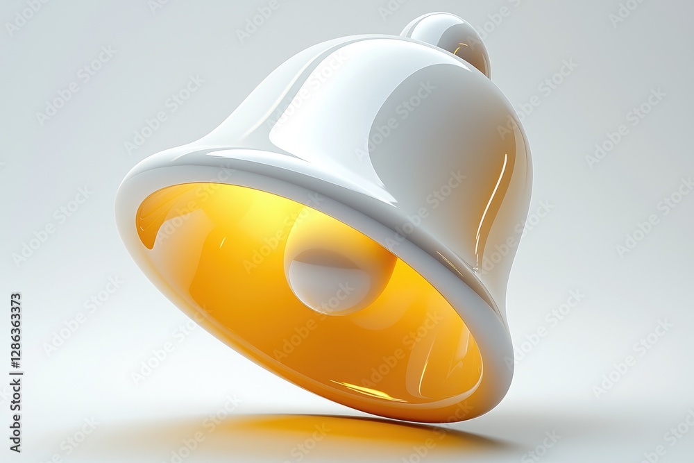 Fototapeta premium A Shiny White Bell Hanging Above a Clean White Background
