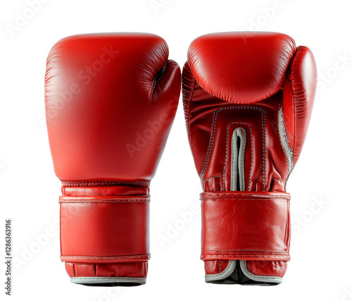 A pair of red boxing gloves isolated on transparent background