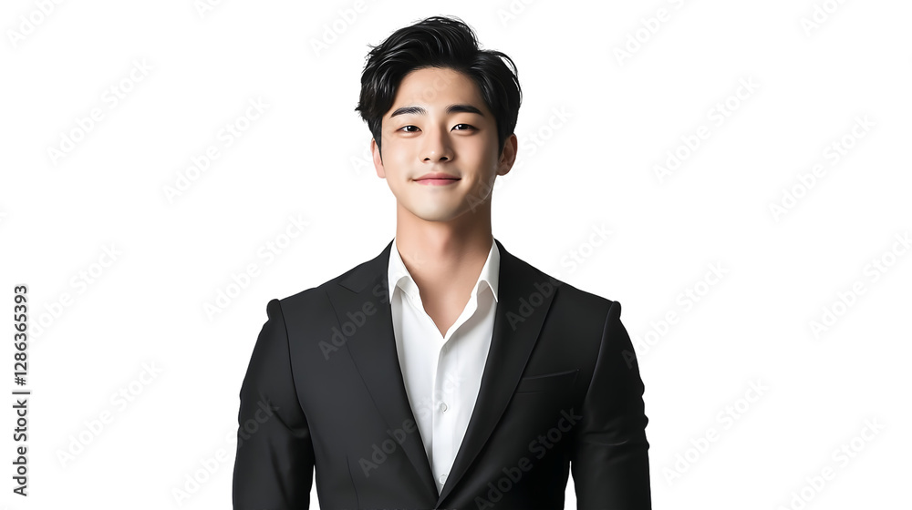 portrait of a handsome attractive young male, wearing an exquisite black suit and white shirt, with a confident smile, full body view, mockup concept template business portrait of a handsome attractive young male, wearing an exquisite black suit and white shirt, with a confident smile, full body view, mockup concept template business