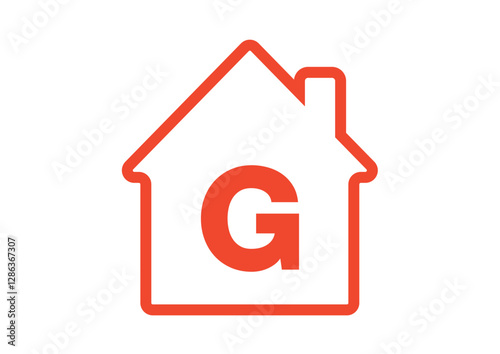 Outline house with Red G Classification Home Energy Efficiency Scale Sustainability Economy