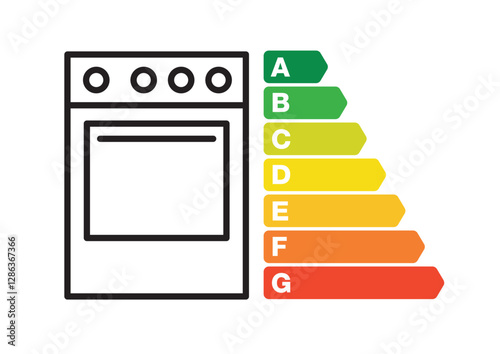 Kitchen Supply Stove and Oven with Environmental Certification Energy Classification Scale Efficiency Class Consumption