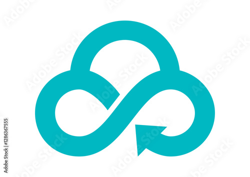 Blue Cloud Circular Economy symbol in White Sky Background