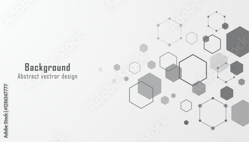 Abstract black and grey hexagon. Geometric hexagon texture background. Medical technology and Science template, wallpaper or banner. Vector illustration