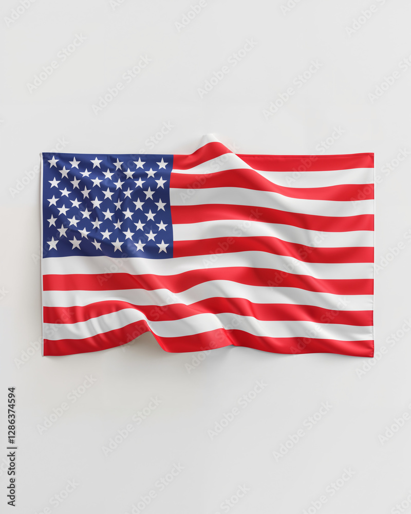 Obraz premium Waving American flag on a plain background symbolizing patriotism and national pride