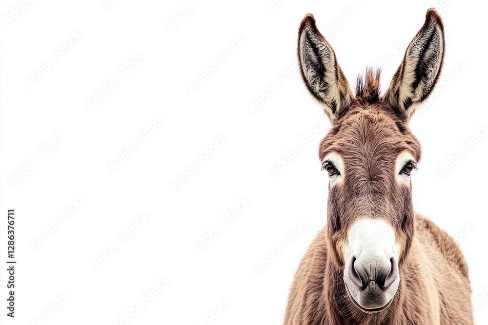 High Resolution Visual of Donkey Isolated on White Background High Resolution Visual of Donkey Isolated on White Background