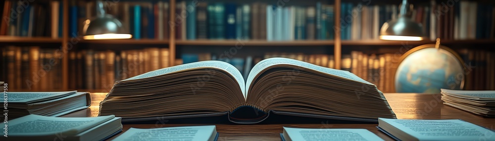 Naklejka premium Stack of open books with visible text