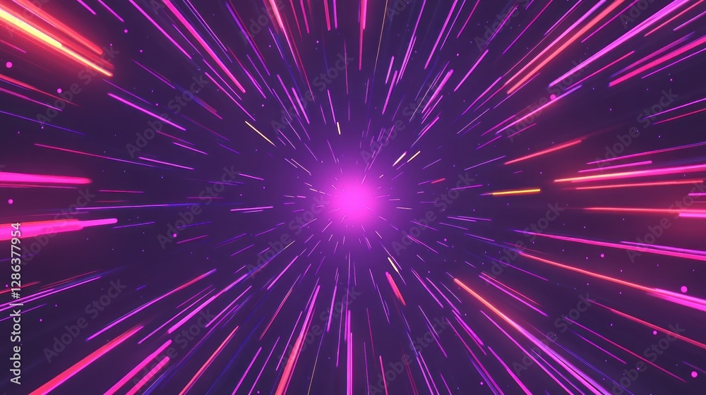 Fototapeta premium Purple hyperspace jump, star streaks, cosmic background, digital art, motion graphics