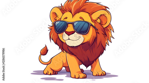 Adorable Cartoon Lion with Sunglasses