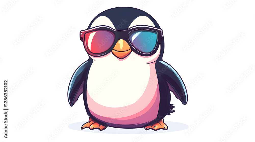 Obraz premium Cool Penguin with 3D Glasses