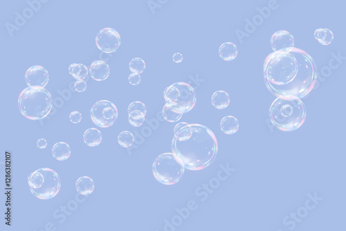 Festive soap bubbles.Realistic soap, glare.Vector illustration.