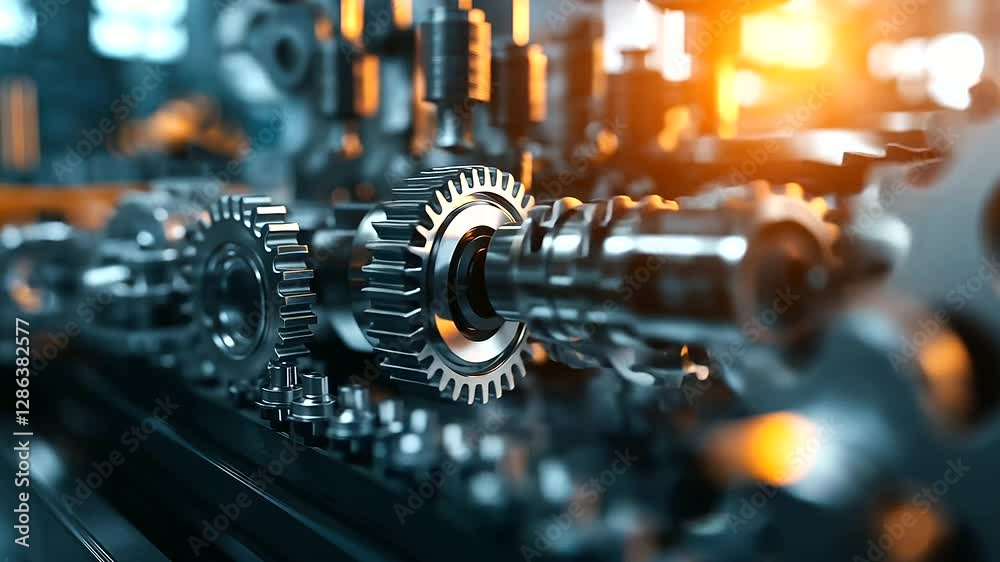 A close-up of a car engine in a workshop, with a focus on intricate mechanical components like the pistons, valves, and belts A close-up of a car engine in a workshop, with a focus on intricate mechanical components like the pistons, valves, and belts