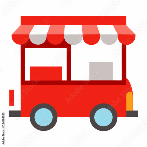 new style food cart van vector icon with white background