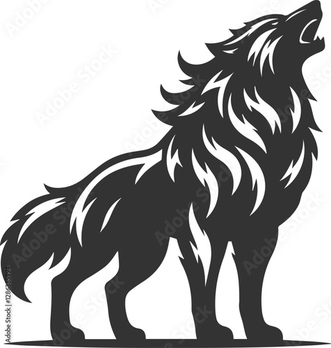 Wallpaper Mural A muscular wolf howling with fur standing on edge animal vector silhouette Torontodigital.ca