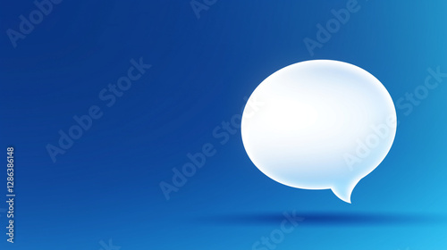 Abstract white speech bubble on a blue gradient, symbolizing clear communication and modern simplicity