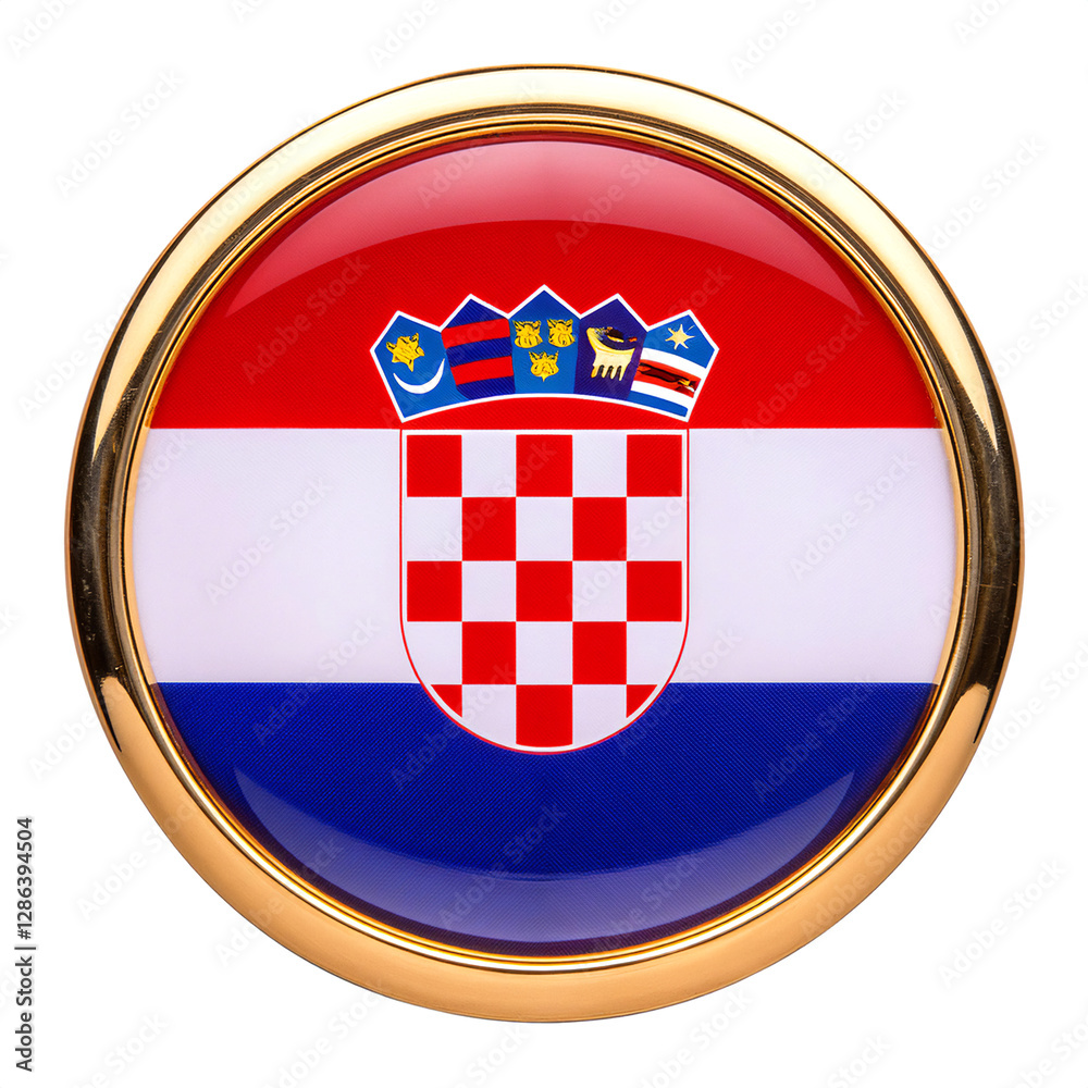 Naklejka premium クロアチアの国旗のブローチ。白背景。(Croatia flag brooch on white background.)