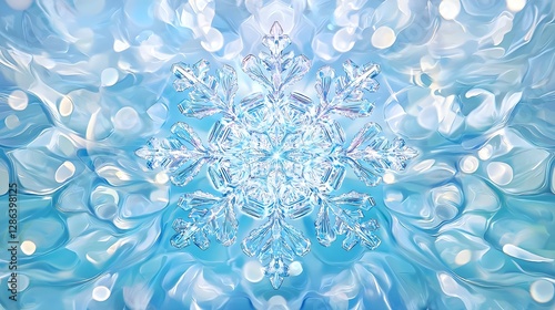 Crystal Snowflake Background, Winter Holiday Season, Frozen Texture