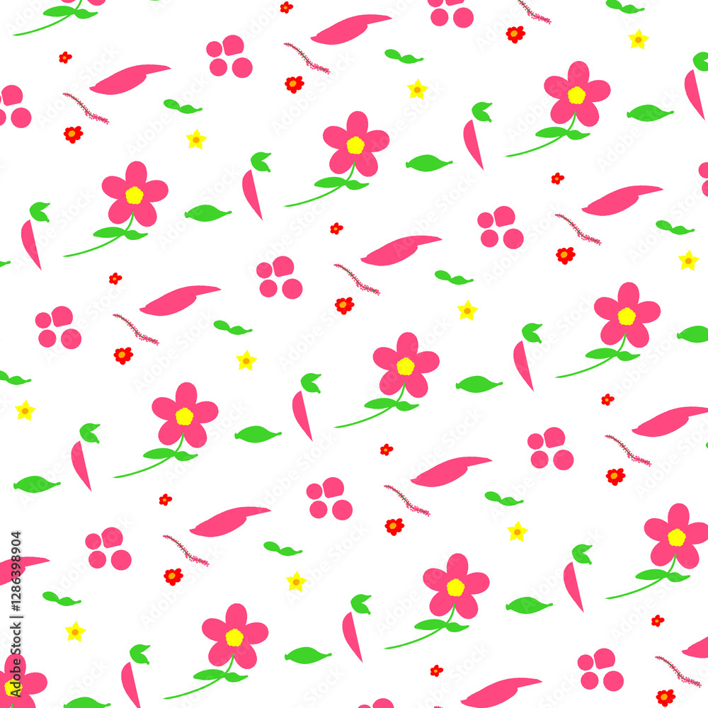 Fototapeta premium Seamless floral pattern with white Flowers and yellow background seamless floral pattern 