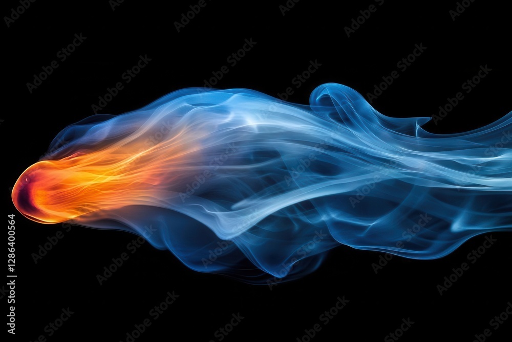 dynamic flame with orange and blue hues ethereal smoke tendrils dramatic lighting highspeed capture intense heat visualization dynamic flame with orange and blue hues ethereal smoke tendrils dramatic lighting highspeed capture intense heat visualization