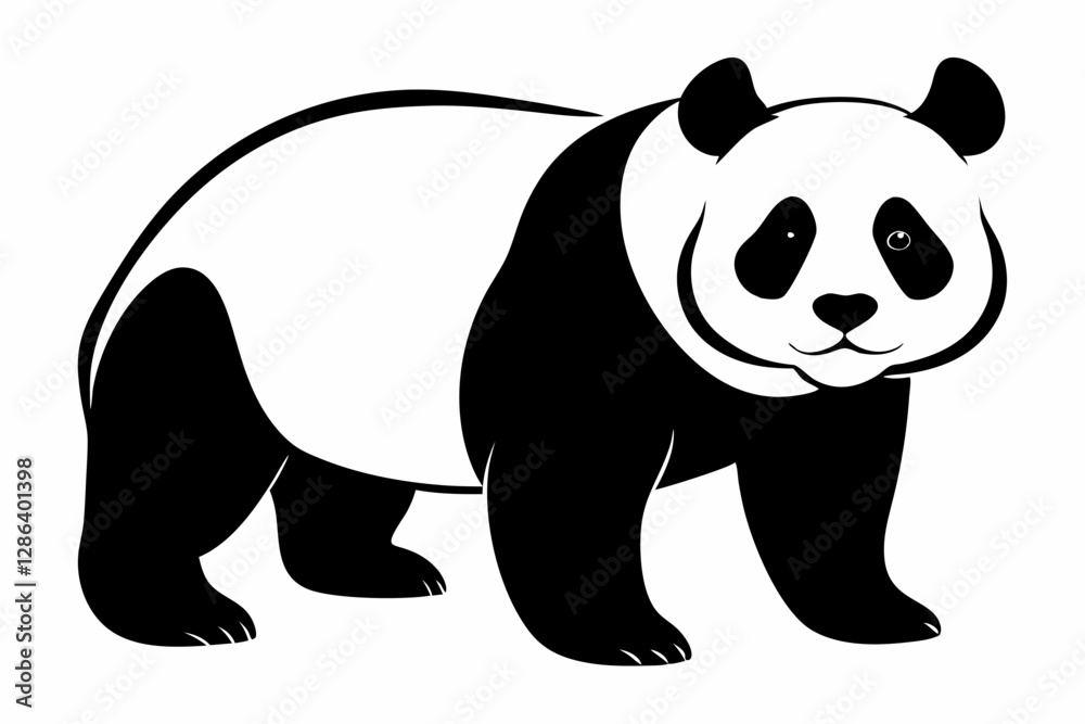 Fototapeta premium panda black silhouette vector