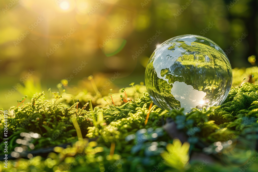 Greeting card with holiday composition for world environment day, abstract vivid composition consists of fictional unreal fantastic vision on background