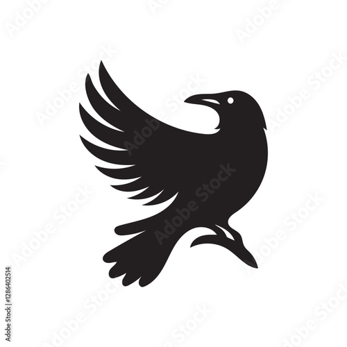 Raven Crow Silhouette – Spooky Bird Vector Illustration