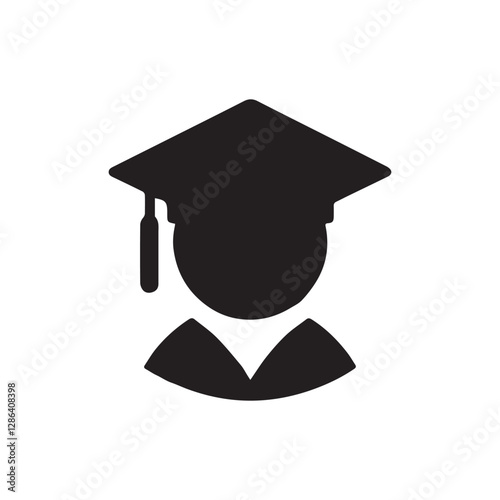 Graduation Cap icon Silhouette Vector – Academic Hat EPS Design