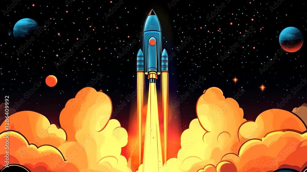 Space Rocket Launch at Night Space Rocket Launch at Night