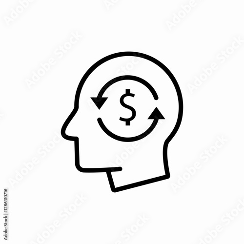 Financial thinking head icon vector sign