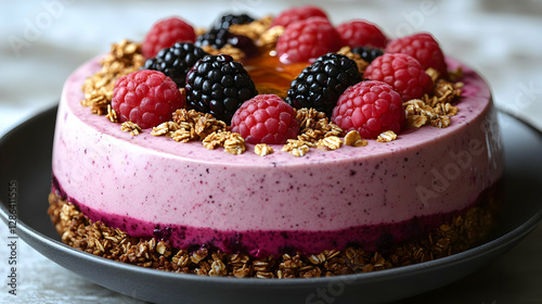 Wallpaper Mural Pink Layered Dessert Cake With Berries And Granola Torontodigital.ca