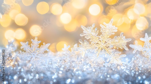 Snowflake Christmas Background with Bokeh Lights for Holiday Season