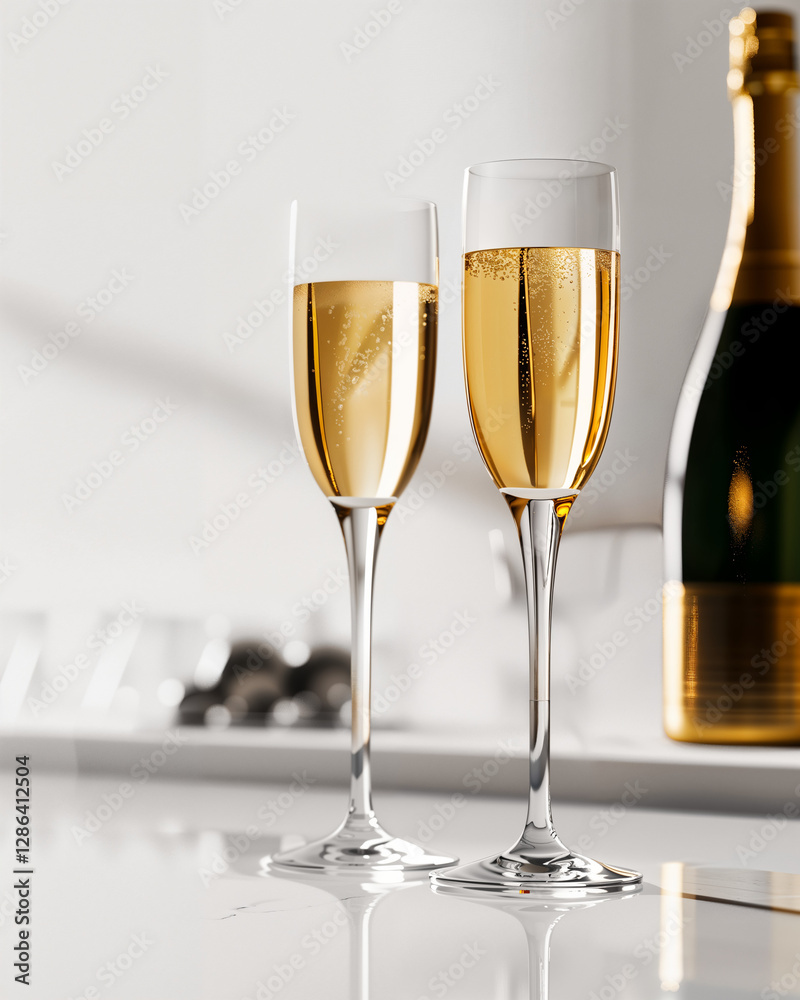 Celebrating with sparkling drinks at a modern kitchen setting during a casual gathering with friends Celebrating with sparkling drinks at a modern kitchen setting during a casual gathering with friends