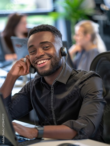 Man is smiling while talking on the phone