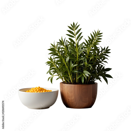 Close up boston fern nephrolepis exultate isolated on a transparent background photo