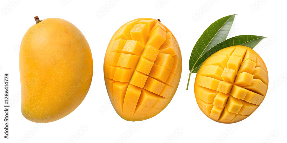 Three Unique Styles of Mango Fruits on White for Sweet and Fresh Displays, PNG Transparent Three Unique Styles of Mango Fruits on White for Sweet and Fresh Displays, PNG Transparent