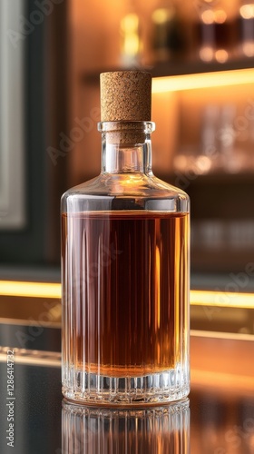 Wallpaper Mural Elegant Tall Liquor Glass Bottle with Cork on Bar Counter Torontodigital.ca