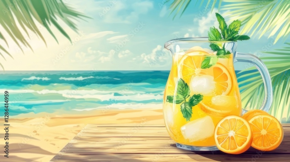 Summer Beach Iced Tea Pitcher Summer Beach Iced Tea Pitcher