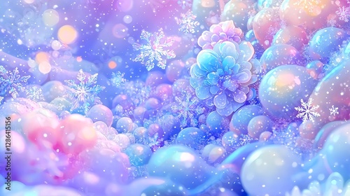 Winter Holiday Background with Snowflakes and Bokeh, Festive Celebration