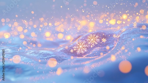 Winter Holiday Background with Snowflakes and Bokeh Lights - Festive Season