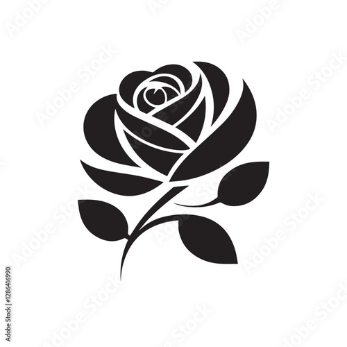 Elegant Rose Silhouette Vector – Romantic Flower EPS Design